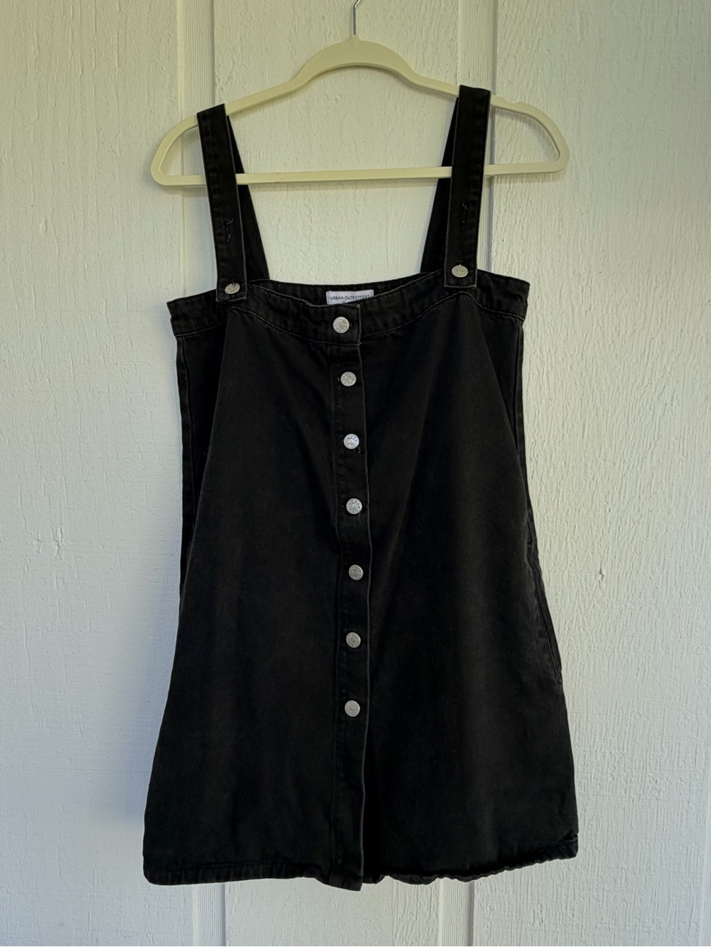 Urban Outfitters Black Denim Pinafore Dress Size Medium